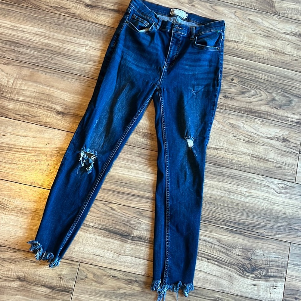 Free People Women's Skinny Jeans - Dark Blue